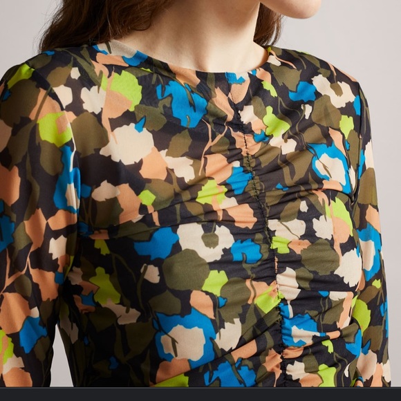 Ted baker dress TTINNA TED size 4 equal to size 12 US MINI ruche sheer - Picture 4 of 8
